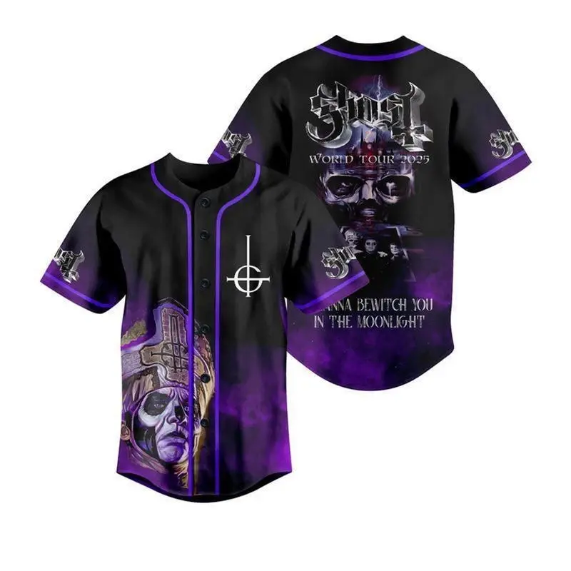 Ghost Band Tour 2025 Baseball Jersey, Skeletour Tour Rock Band Jersey, Fan Shirt,  Baseball Jersey with Bold Prints – Rock Your Team Pride!