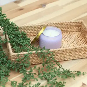 Rattan Small Rectangular Tray w/ Handles