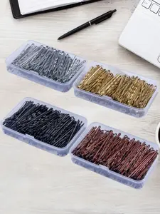 150pcs Simple Hair Clips Set, Boxed Single Prong Hairpins, Trendy Steel Hair Accessories, 5cm Hair Pins with Boxes