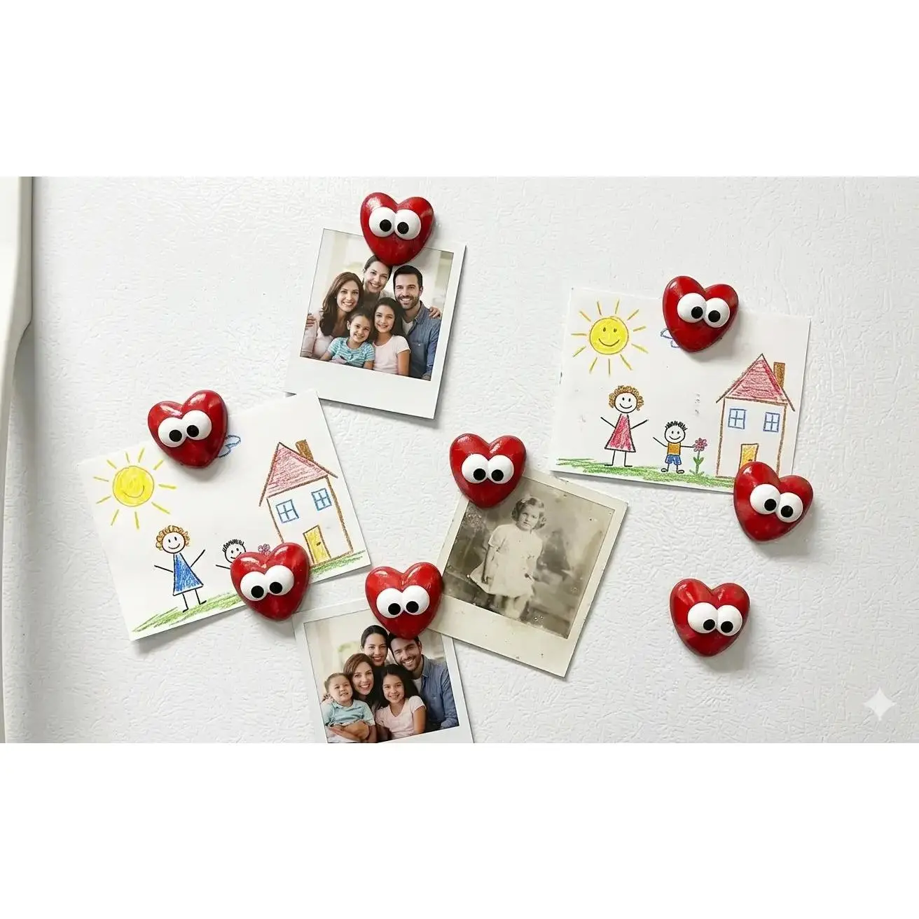 6-Piece Googly Eye Heart Refrigerator Magnets - Cute Home, Kitchen Decor Accessories
