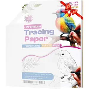 Tracing Paper 9x12 Inch - 75 Sheets 41lb/63gsm Transparent Trace Paper for Sketching, Preliminary Drawing, Drafting & Art Projects -  Translucent Tracing Paper for Pencil, Marker and Ink