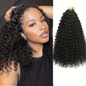 Feather Crochet Hair Extensions with Deep Curls for Braiding, Made from Human Hair. Curly Wave Feather Crochet Hair Extensions for Women, Perfect for Vacations And Parties in a Natural Color