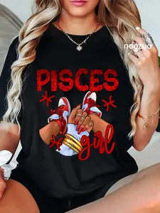 100%25 Cotton Pisces Girl Birthday Women Sneakers Zodiac Sign Bday T-Shirt