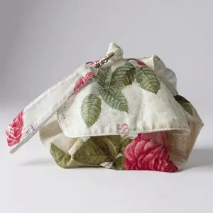 Girly Products Vintage Paris Drawstring Makeup Bag 20" Round Cotton & Satin Jewelry Gift Machine Washable Soft Travel Cosmetic Bag with a Gift: Matching Jewelry Bag.