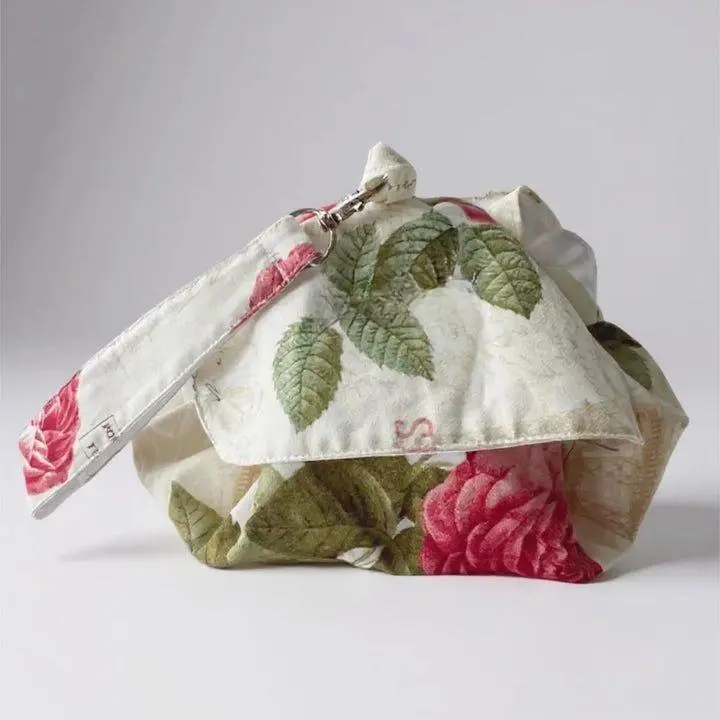 Girly Products Vintage Paris Drawstring Makeup Bag 20" Round Cotton & Satin Jewelry Gift Machine Washable Soft Travel Cosmetic Bag with a Gift: Matching Jewelry Bag.