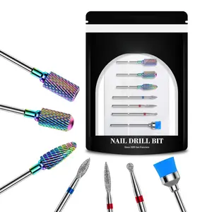 Drill Bits Set, 7 count Tungsten Carbide   Drill Bits for  Nails Poly Gel Cuticle Remove, 3/32'' Professional  Bits for  Drill Efile, Manicure Pedicure Tools