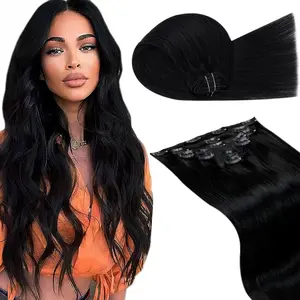 LaaVoo Clip in Hair Extensions Real Human Hair Silky Straight Clip in Extensions real human hair TikTokShopBacktoSchool Hairpiece