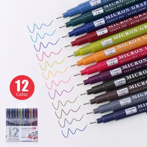 12pcs Colorful Needle Pen Set, Retro Fountain Waterproof Ink Markers For Drawing & Writing, Art Marker Set