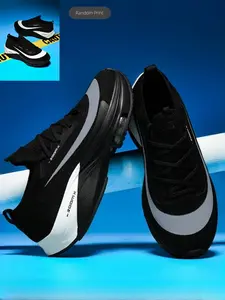 Men's Letter & Striped Print Lace Up, Casual Sporty Breathable Comfortable Running Shoes, Workout Sneakers, athletic running shoes, Non-slip Sneakers for Daily Wear