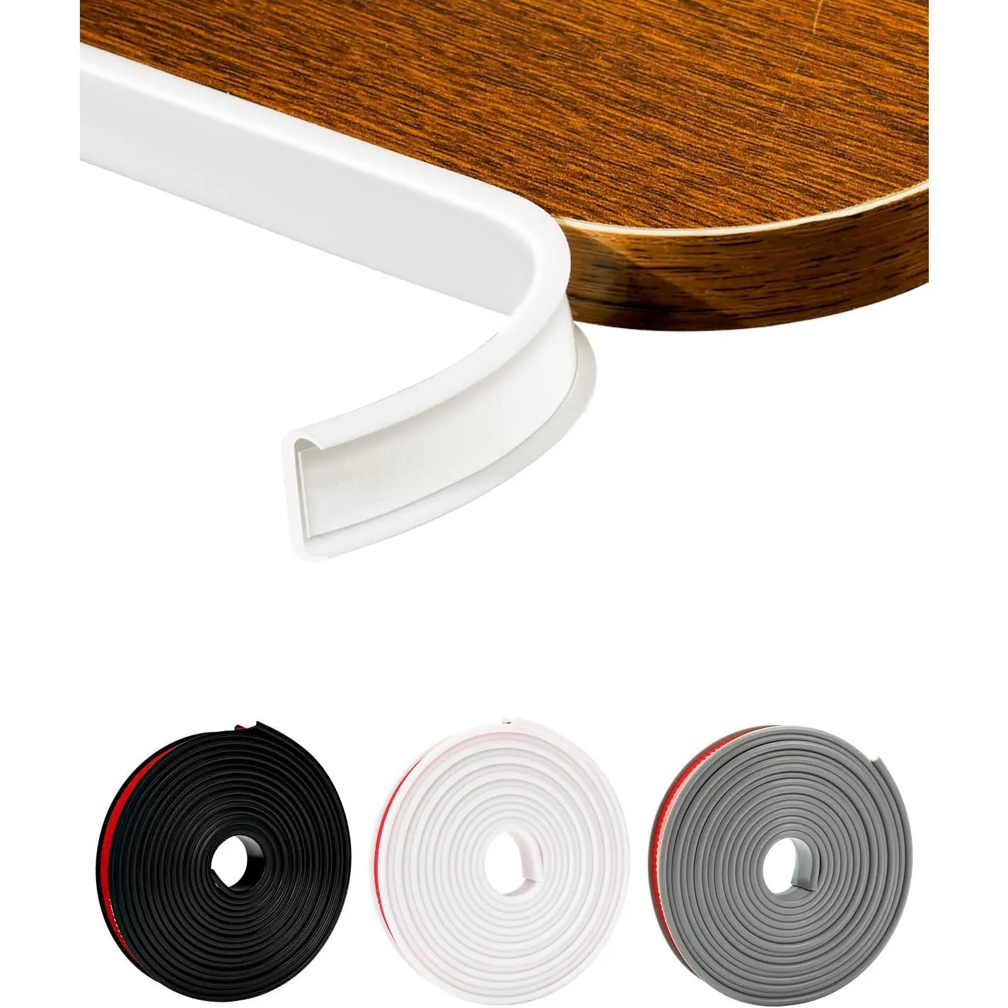 U-Shape Veneer Edge Banding, 16.4 Ft Self Adhesive Edge Trim, Flexible TPE Edge & Corner Protector for Shelves, Furniture, Countertop (0.8 in, White)