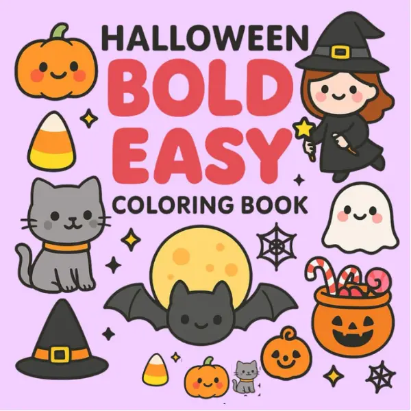 Halloween Coloring Book for Kids & Adults – Bold & Easy Halloween Coloring Pages, Fun Spooky Designs & Relaxing Activity Book