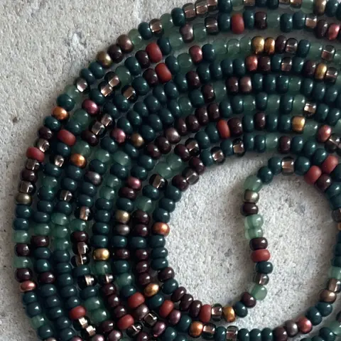 EARTHY BAE - READ DESCRIPTION - Tie On Waist Beads - 45 to 60 inches Waistbeads -  Green Waistbeads - Grounding Healing Balance Abundance Waistbeads - Belly Beads - Body Beads - Authentic Waistbeads - African Waistbeads Earthy Waistbeads - Made By Venus
