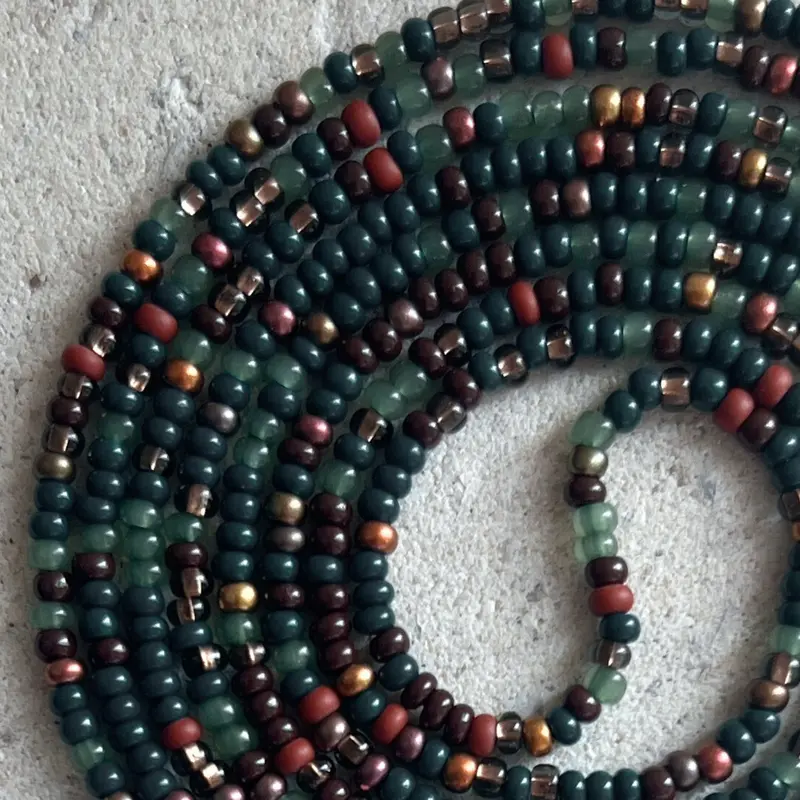 EARTHY BAE - READ DESCRIPTION - Tie On Waist Beads - 45 to 60 inches Waistbeads -  Green Waistbeads - Grounding Healing Balance Abundance Waistbeads - Belly Beads - Body Beads - Authentic Waistbeads - African Waistbeads Earthy Waistbeads - Made By Venus
