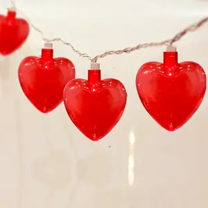Valentines Red Heart String Lights Plug in, 8.5Ft Outdoor Valentine's Day Decorations Lights with 10 LED Red Heart Lights, Heart Fairy String Lights for Indoor  Window Wedding Party Xmas Decor