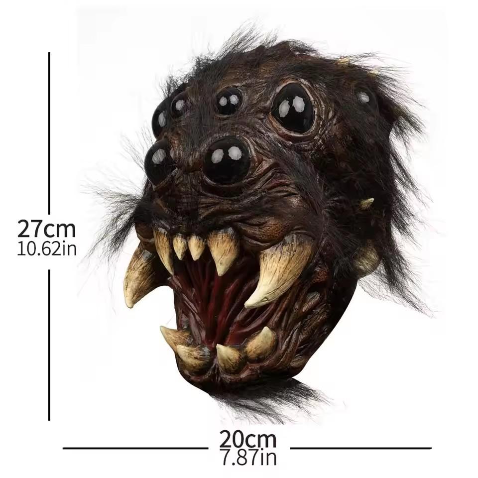 Horror Creepy Spider Mask Cosplay Scary Animal Spiders Big Eyes Tooth Open Mouth Latex Helmet Halloween Party Costume Props movie