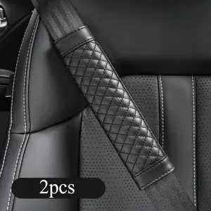 2pcs Universal Car Seat Belt Shoulder Cover, PU Leather Safetybelt Protective Case, Auto Interior Accessories Decorations, Car Interior Accessory