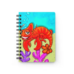 Chamo Pop Art - Underwater Coral Spiral Journal, Cute Lobster Sea Life Notebook, Ocean Themed Stationery, Gift for Beach Lovers, Writing Journal