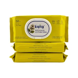 Eqitg Feminine Intimate Wipes with Witch Hazel 50 Count | Soothing pH Balanced Personal Care Wipes | Gentle Daily Freshness for Sensitive Skin