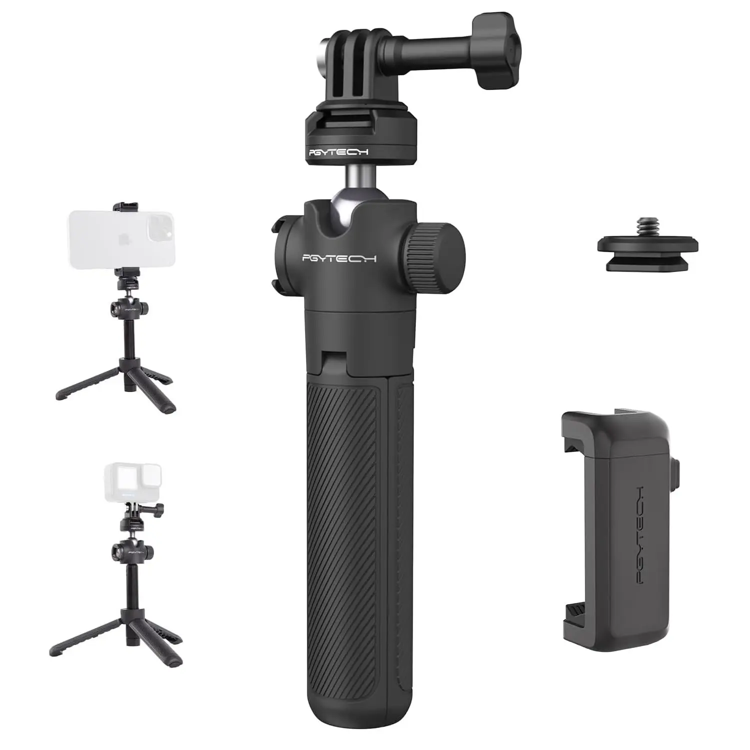 PGYTECH CapLock Aluminum Extension Pole Tripod Selfie Stick Vlogging Kit - Magnetic Mobile Mount, 1/4" Quick Release, Compatible with Cellphone, iPhone 16 Pro Max, Action Camera, Videography Equipment, Camera Accessories