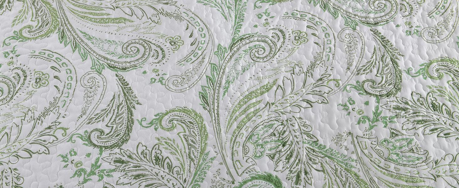 Paisley Set King Size,3 Pieces Boho Bedspread, Soft and Lightweight Microfiber Coverlet Bedding Set for All Season(110''x90'')