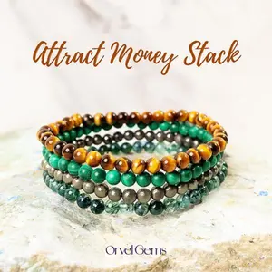 4mm Beads Delicate Attract Money Crystal Bracelet Stack | Pyrite, Tiger's Eye, Moss Agate, Malachite Dainty Beads | Jewelry for Healing #TikTokShopBlackFriday