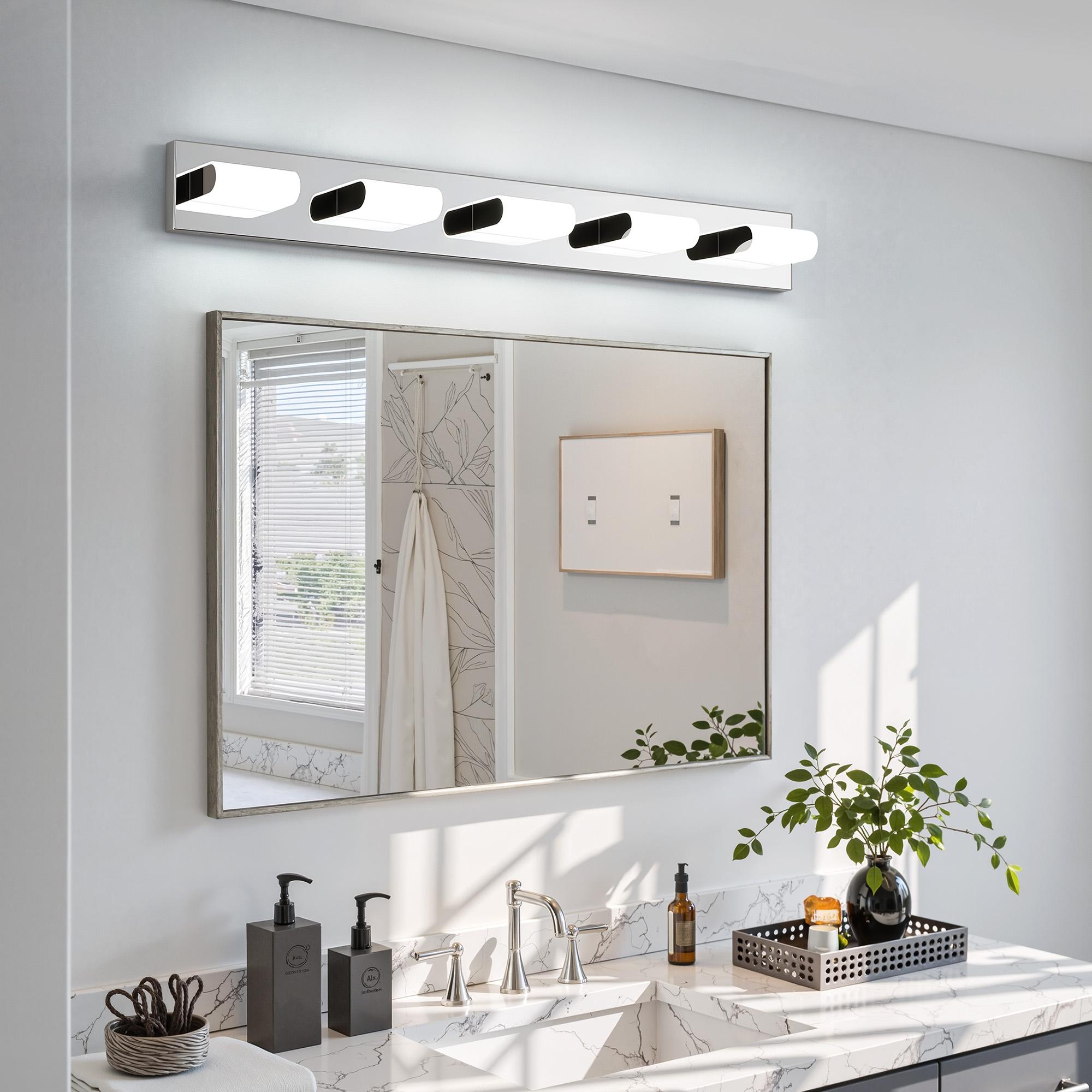 KDG LED Modern Bathroom Vanity Light Fixtures, 4 Lights Matte Black 5000K Wall Lighting Over Mirror, Lights for Dressing Room, Bedroom