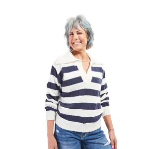 Women's Classic Striped Popcorn Knit Sweater