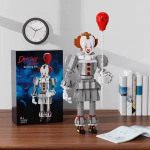 Dancing Clown Pennywise Moc Building Set, 525 Pieces Horror Movie Character Model Display Piece, Fan Collection Handmade Gift
