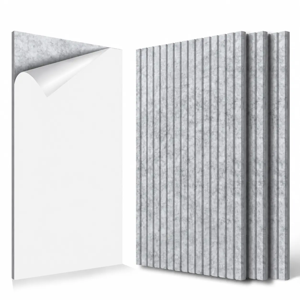 4 Pack Large Acoustic Panels, 23.6 x 47.2 x 0.4 in, Sound Proof PET Panels for Walls，Premium Noise Dampening Panels,Sound Panels for Media Room, Office and Studio,Light Gray