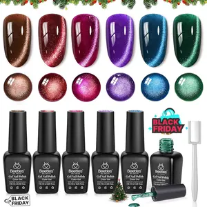 Beetles Christmas Gel Nail Polish Set –  Cat Eye Gel Jelly Gel Red Green Glitter Gel Polish, Soak Off UV LED Winter Long Lasting Nail Gel Kit for Manicure Gifts for Women Black Friday Winter Nail Christmas Gift
