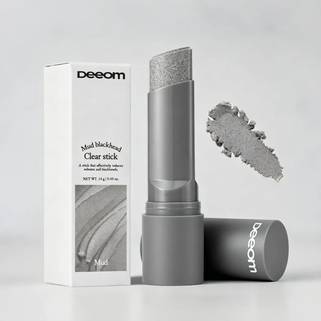 DEEOM Charcoal Blackhead Remover Stick (14g) - Korean Pore Cleanser with Kaolin Clay, Walnut Shell Powder, Activated Charcoal, Gentle Exfoliation, Blackhead Removal Solutions, Pore Care Routine, Suitable for Sensitive Skin