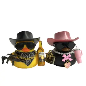 DIY BY YOURS(need toassemble).Cowboy Rubber Duck Car Interior Accessories Multiple Styles Black & Yellow Western Themed Decoration Outdoorfun