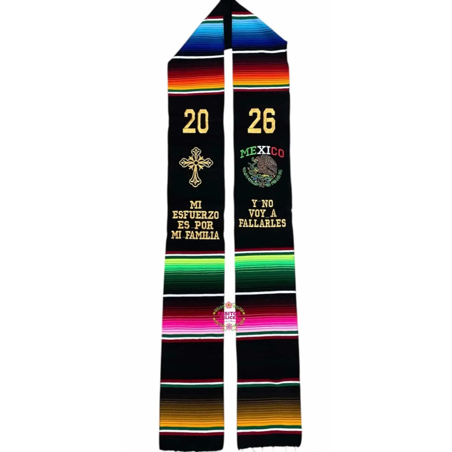 *2026* Mi Esfuerzo -  Black Graduation Stole Sarape Sash