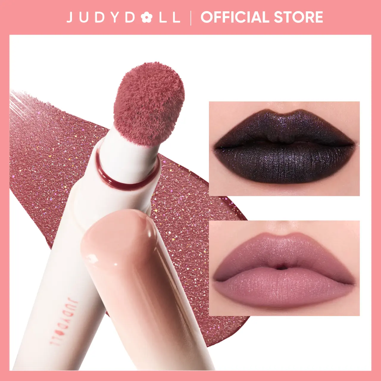 JUDYDOLL Cushion Lip Powder Cream, Cushion Matte Lock Lip Cream, Blur, Lipstick, Hydrating, Soft Velvet Matte Lip & Cheek, Smooth Lip Mud, Waterproof, Long-Lasting, Shimmer, Not Easy To Fade, Non-Stick Cup, Summervibes, Makeup, Cosmetic