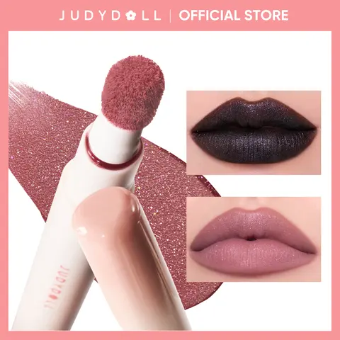 JUDYDOLL Cushion Lip Powder Cream, Cushion Matte Lock Lip Cream, Blur, Mousse, Lipstick, Hydrating, Soft Velvet Matte Lip & Cheek, Smooth Lip Mud, Waterproof, Long-Lasting, Shimmer, Not Easy To Fade, Non-Stick Cup, Makeup, Cosmetic, Back to School