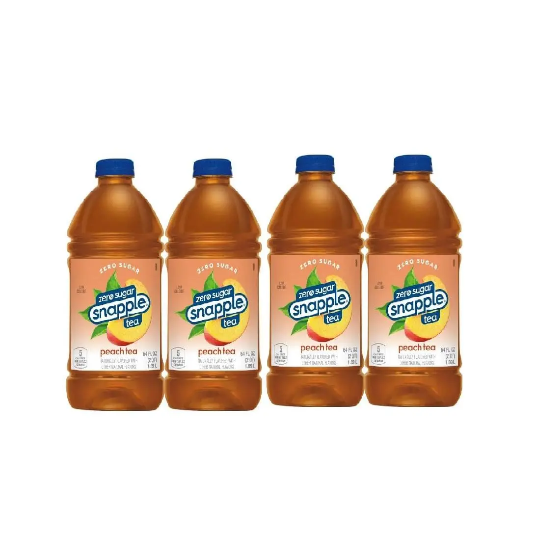 Snapple Zero Sugar Peach All-Natural Tea 64 fl oz Plastic Bottle (4 Pack)