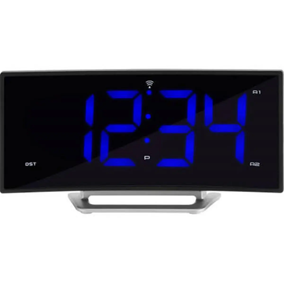 Atomic La Crosse Curved Blue LED Digital Alarm Clock - Decor-Friendly Household Adjustable Dual Alarm Clock with LED Display, Digital Alarm Clocks