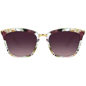 Harper Classic Round Sunglasses with Floral Design Matte Rose Gold Frames 100% UVA-UVB Protection Scratch-Resistant Lenses
