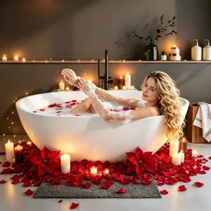 bath bathtub 59'' Solid Surface Matte Tub, Solid Surface Soaking Tub, Stone Resin Freestanding Bathtub, Thick Edge Stand Alone Tubs with Overflow, Pop-up Drain, Matte White (Oval)
