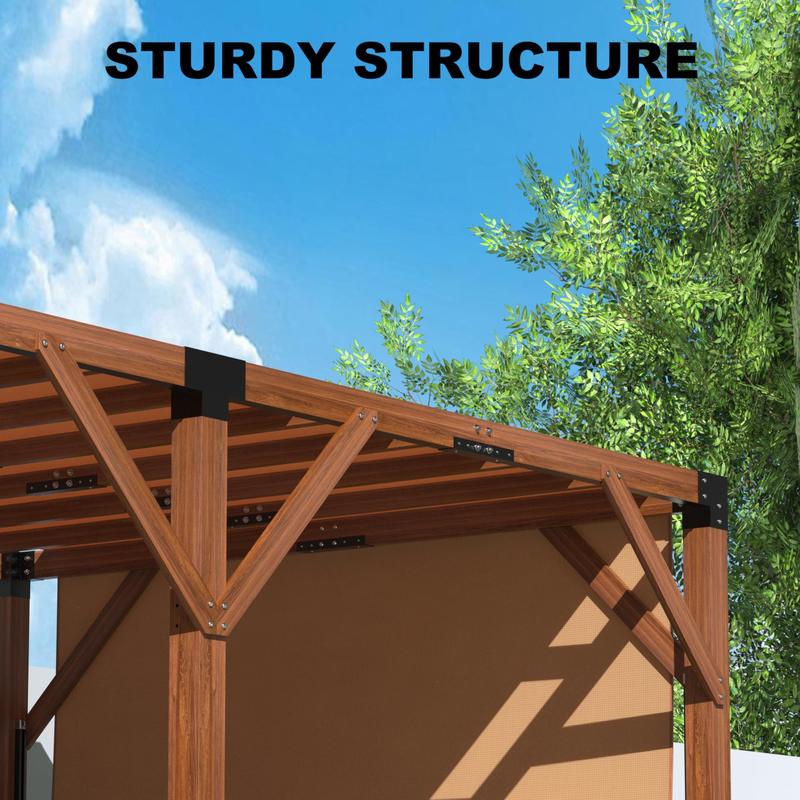 GARVEE 12'X 20' Cedar Wood Pergola with Solid Structure, Retractable Shade Canopy, Patio Pergola for Backyard, Deck, Garden, Outdoor Entertaining