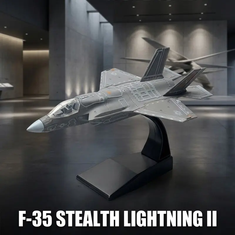 1:72 Scale Precision F-35 Stealth Aircraft Model with Base, Sturdy Durable Plastic, Adult Collectible, Desk Decor, Office Decoration, Perfect for Aviation Enthusiasts