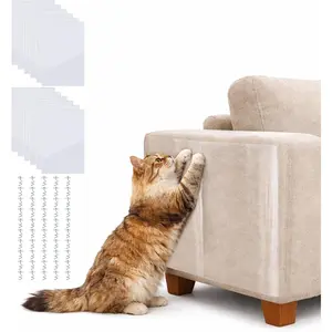 Scratch Furniture Protector (12-Pack + 50 Twist Pins), Clear Anti-Scratch Sheets for Couch & Furniture, Self-Adhesive Protectors for Cats, No , Cuttable Guards for Sofa, Door & Wall