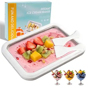 Arthink Instant Ice Cream Maker, Rolled Ice Cream Tray with Food Grade 304 Stainless Steel, Frozen Yoghurt Plate for Smoothies, Fruit Sorbets, and Gelato at Home, Easy to Use, Suitable for Home