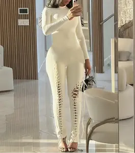 Close Ties Long Sleeve Lace Up The Leg Jumpsuit