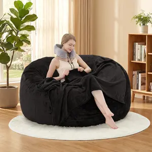 Giant Cloud Memory Foam Bean Bag Chair bed with 3 Free Gifts (Pillow, Blanket, 6-Foot Carpet), Comfortable Lazy Daybed for Movie Night, 50 lbs. Filling, Soft Flannel Cover