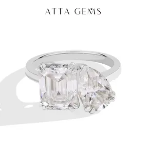 Gorgeous 4CT Octagon Cut 3CT Pear Shape Synthetic Moissanite Ring for Women Engagement  Wedding  Anniversary  Jewelry R208