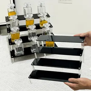 Acrylic Cosmetic Storage Rack, Multi-Layer Transparent Display Shelf, Thick Trapezoidal Stand, for Living Room Bathroom Bedroom Home Decor