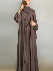 Women's Loose-Fitting Long Robe Suit Set, Plain Design, All-Season Wear, Muslim Commuter Clothing, Comfortable & Stylish