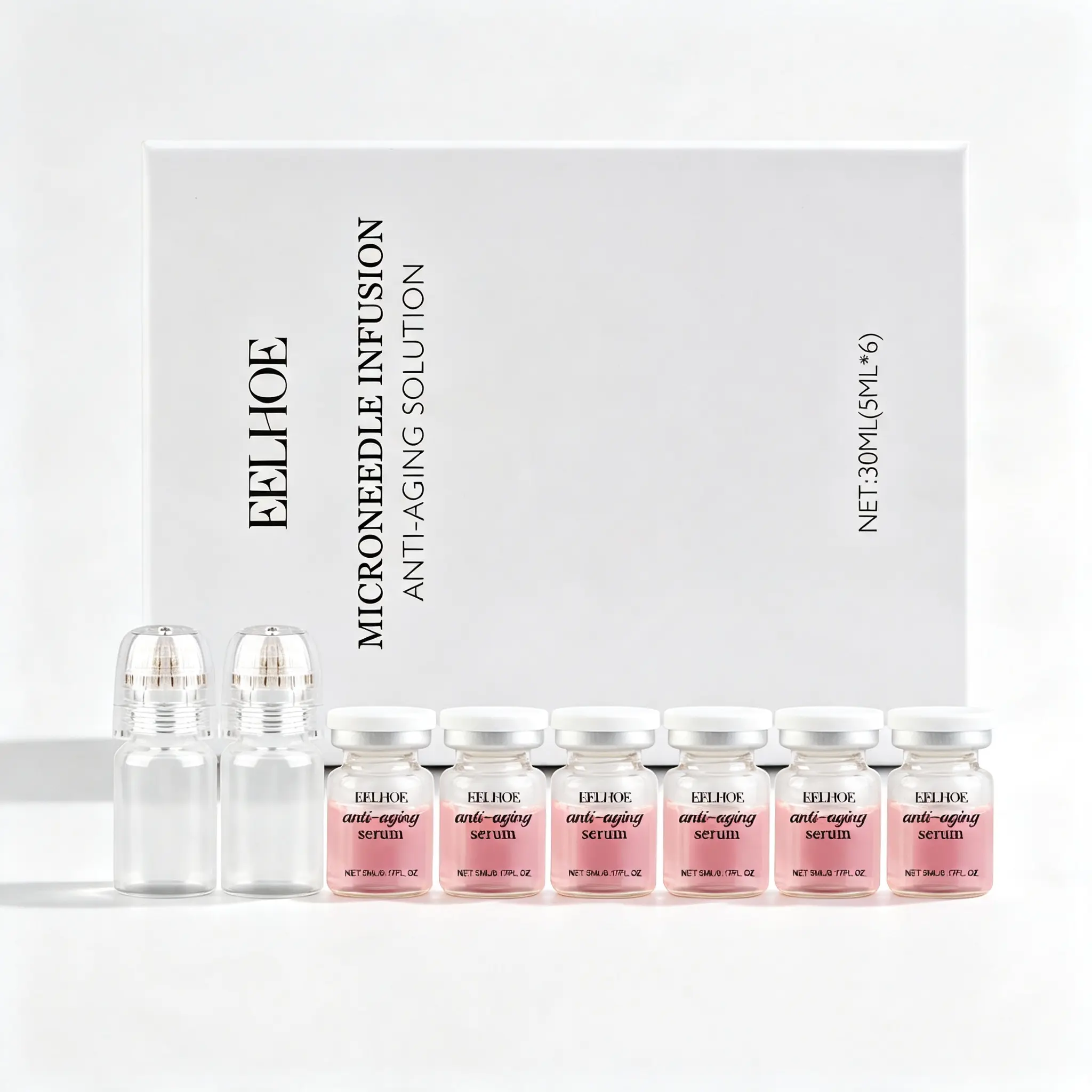 Microneedle Infusion Anti-Aging Facial Serum Kit, Deep Hydration Skin Firming Essence, Helps Smooth Fine Lines for Daily At-Home Skincare, 7 Vials with Roller Applicator Moisture Moisturize Moisturizer Hydrating Hydrate Ginger Sensuous Scent Vegan