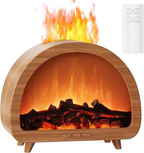 Diffuserlove Fireplace Essential Oil Diffuser Flame Aromatherapy Scent Diffuser Oil Machine Cool Mist Humidifier Fake Fire Difusor Air Diffusers for Home Room Desk Bedroom